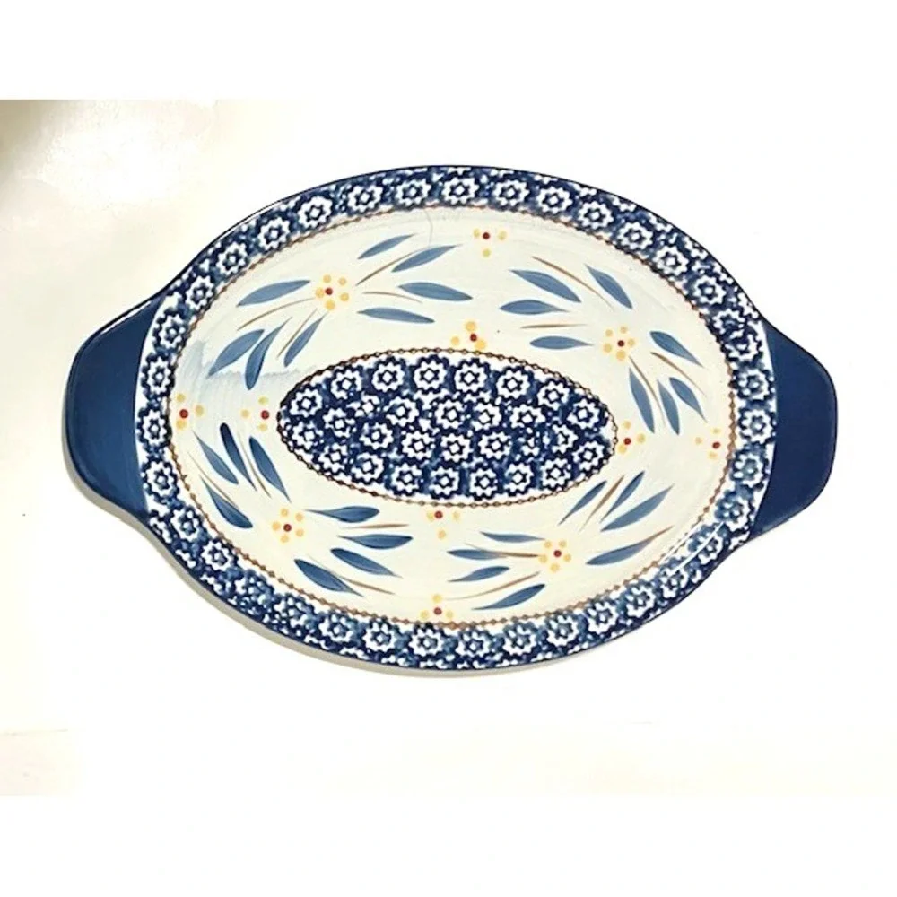 Temp-tations Presentable Ovenware By Tara Old World Blue 2.5 Qt Baking Casserole